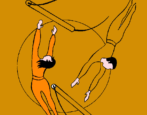 Desenho Trapezistas a saltar pintado por matheuslim