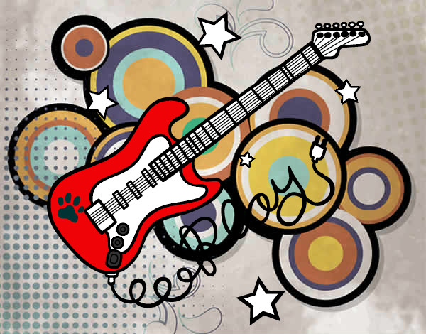 Desenho Guitarra e estrelas pintado por Alanna_mds