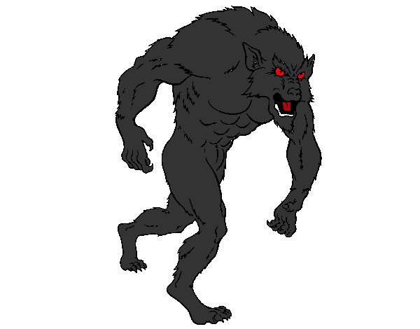 Desenho Homem lobo pintado por manhomench