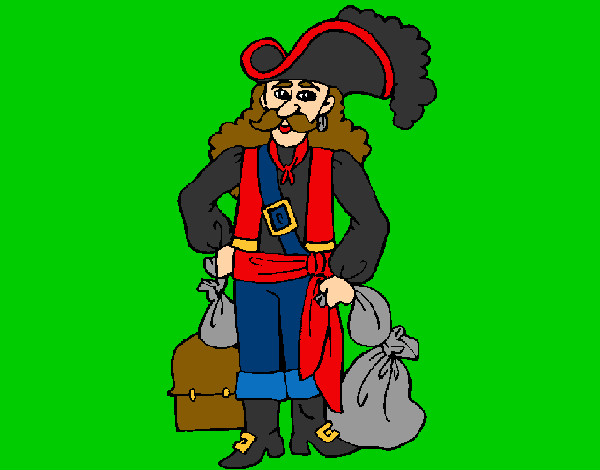 Desenho Pirata com sacos de ouro pintado por andre10