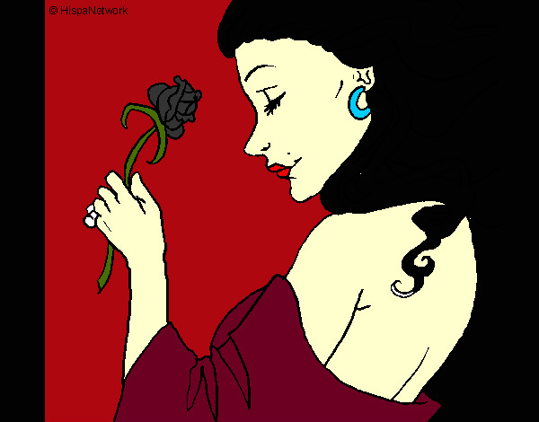 Desenho Princesa com uma rosa pintado por sarahRamos