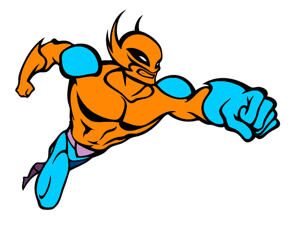 Desenho Super-herói sem uma capa pintado por leandrix