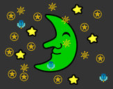 Desenho Lua com estrelas pintado por iara2009