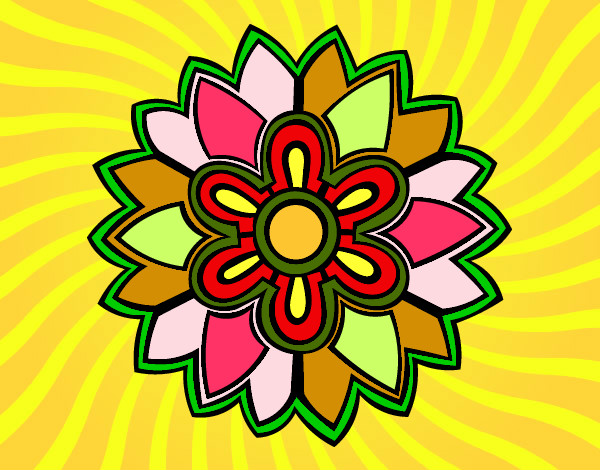 Desenho Mandala em forma flor weiss pintado por jujubalu