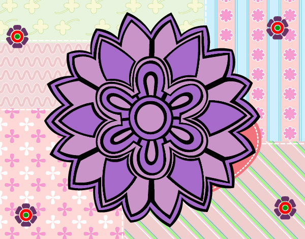 Desenho Mandala em forma flor weiss pintado por masd