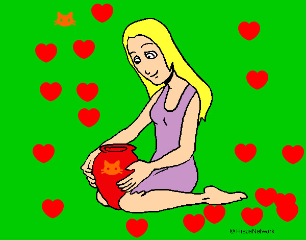Desenho Mulher e jarrão pintado por Isabellla