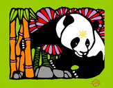 Desenho Urso panda e bambu pintado por Isabellla