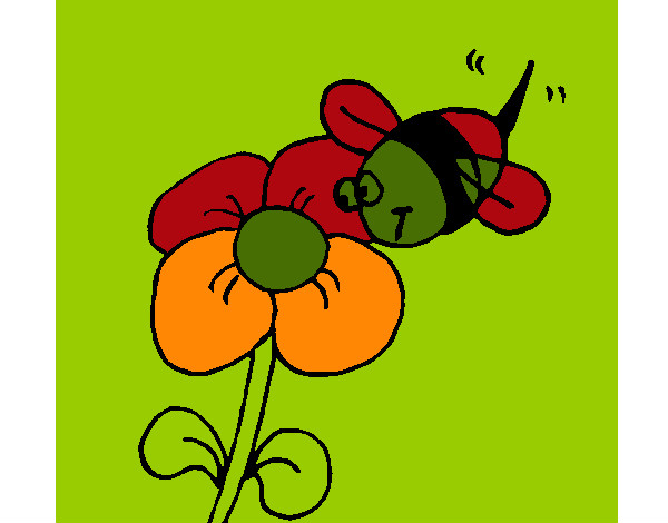 Desenho Abelha e flor pintado por tuco