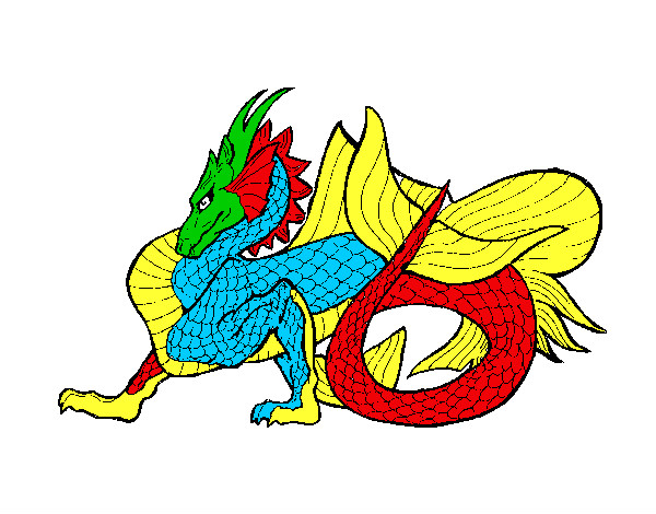 Desenho Dragão de mar pintado por tenisou
