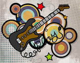 Desenho Guitarra e estrelas pintado por Lunamagic
