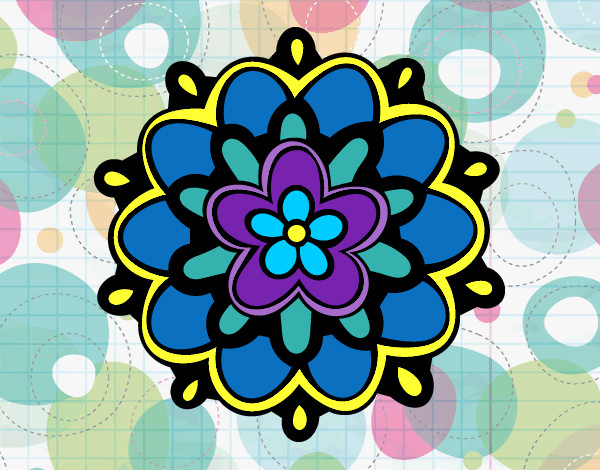 Desenho Mandala com uma flor pintado por Loli