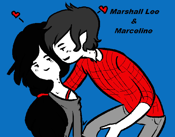 Desenho Marshall Lee e Marceline pintado por Loli