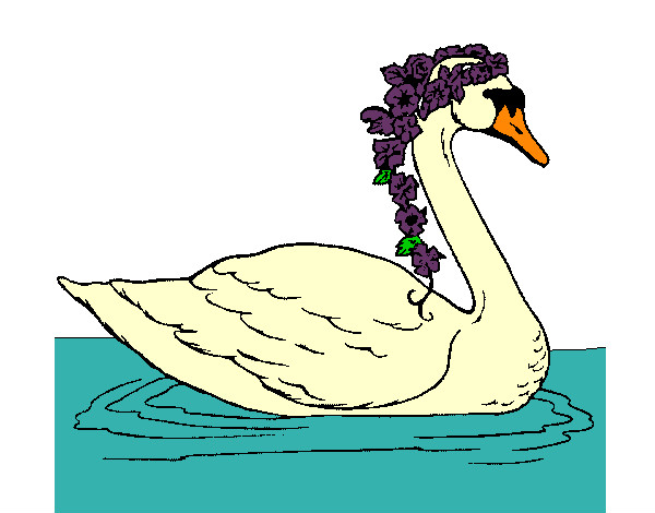 Desenho Cisne com flores pintado por veronikka