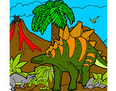 Desenho Família de Tuojiangossauros pintado por Rychard