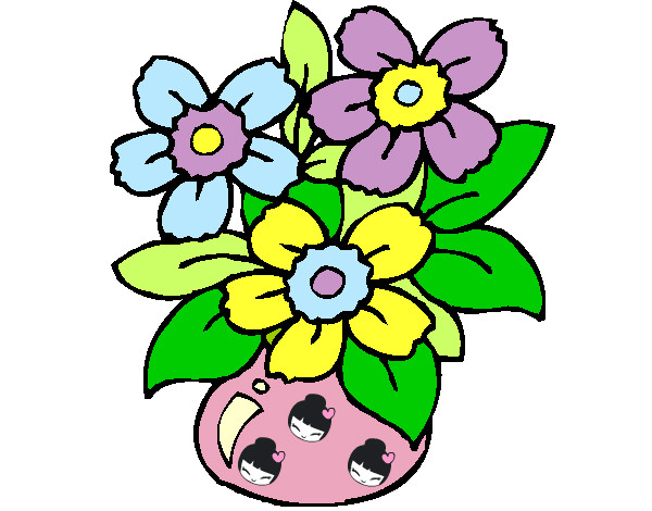 Desenho Jarro de flores pintado por linlalin