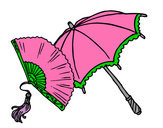 Desenho Leque e guarda-chuva pintado por veronikka