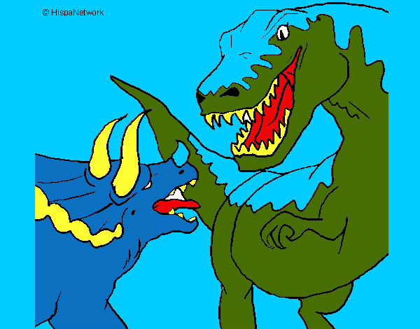 Desenho Luta de dinossauros pintado por Rychard