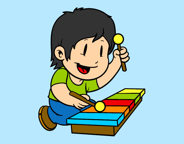 Desenho Menino com xilofone pintado por Riteinha