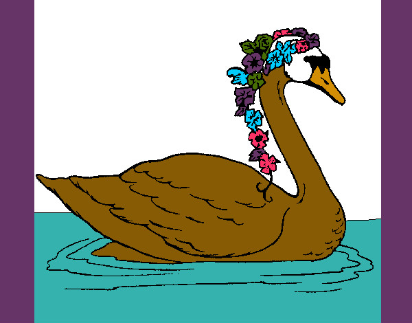Desenho Cisne com flores pintado por yasminkfb