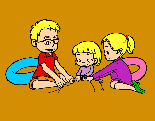 Desenho Família na praia pintado por evelyns2