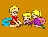 Desenho Família na praia pintado por evelyns2