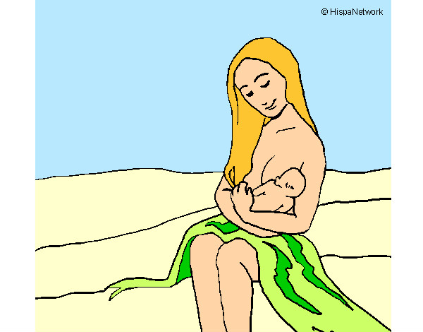 Desenho Mãe e filho  pintado por Mariainha