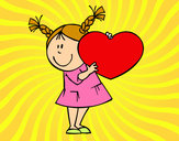 Desenho Menina com coração pintado por EMILY2