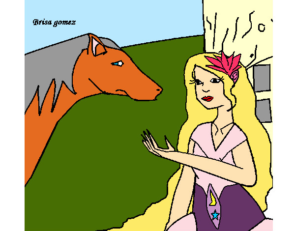 Desenho Princesa e cavalo pintado por crislouro