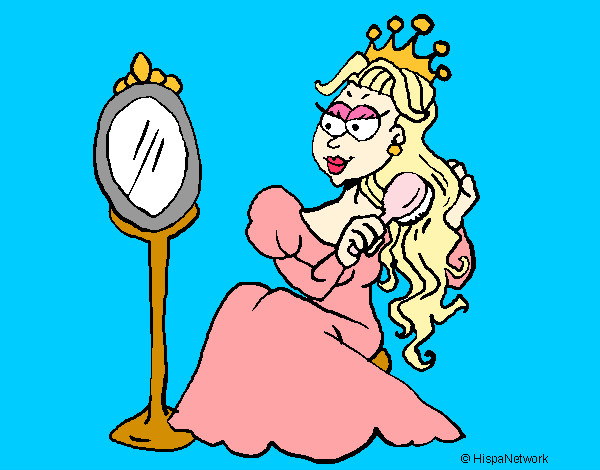 Desenho Princesa e espelho pintado por crislouro