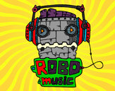 Desenho Robô music pintado por rock