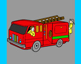 Desenho Bombeiros no camião  pintado por vitorcely