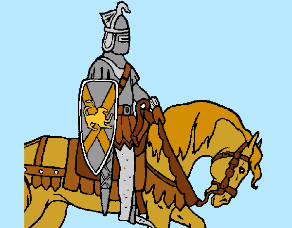 Desenho Cavaleiro a cavalo pintado por crislouro