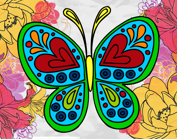 Desenho Mandala borboleta pintado por Islene