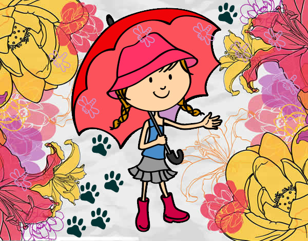 Desenho Menina com guarda-chuva pintado por LISSOUZA