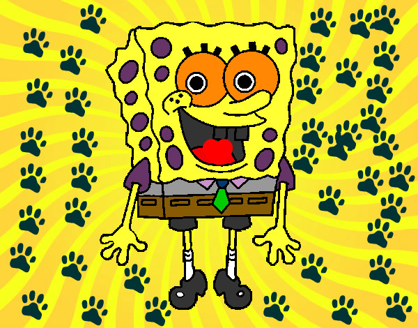 Desenho SpongeBob alegre pintado por Grandtest