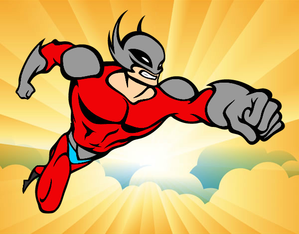 Desenho Super-herói sem uma capa pintado por sandrinha