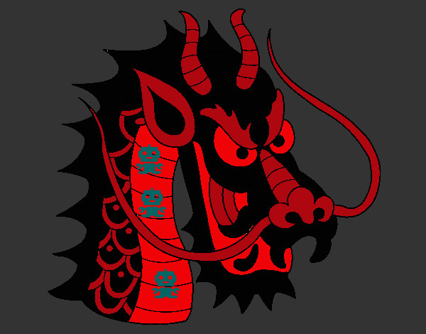 Desenho Cabeça de dragão pintado por gonsalves