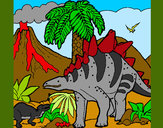 Desenho Família de Tuojiangossauros pintado por Mateusmaza