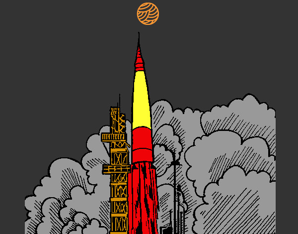Desenho Lançamento foguete pintado por lima