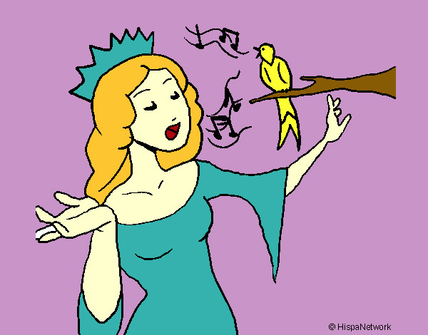 Desenho Princesa a cantar pintado por Dudanna