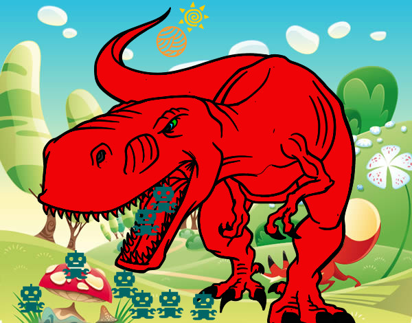 Desenho Tiranossaurus Rex aborrecido pintado por lima