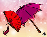 Desenho Leque e guarda-chuva pintado por SrtaLovett