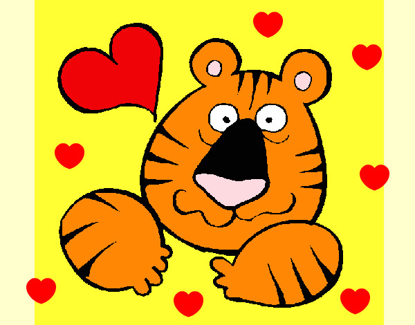 Desenho Tigre louco de amor pintado por raqueldani