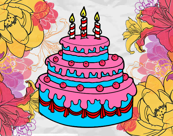 Desenho Torta de Aniversário pintado por jujulinda