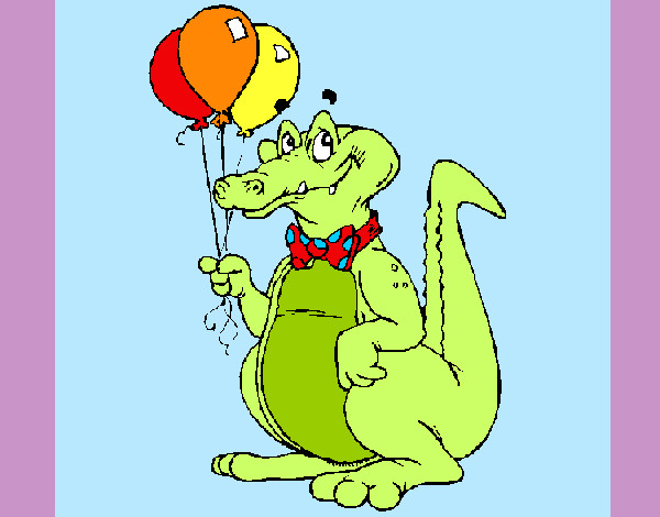 Desenho Crocodilo com balões pintado por maria39
