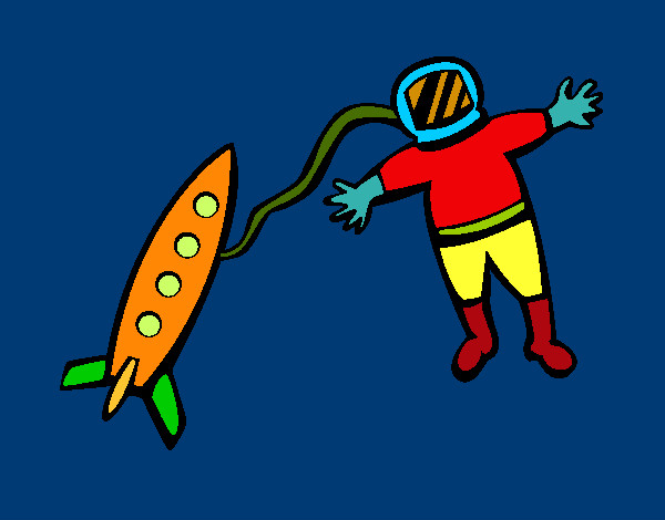 Desenho Foguete e astronauta pintado por PEDROGD