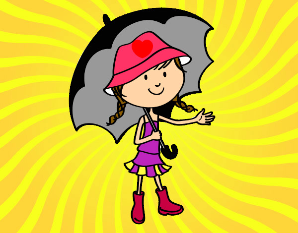 Desenho Menina com guarda-chuva pintado por dricaselen