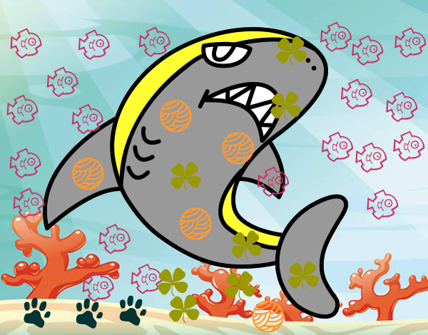 Desenho Tubarão nadando pintado por ricardoa