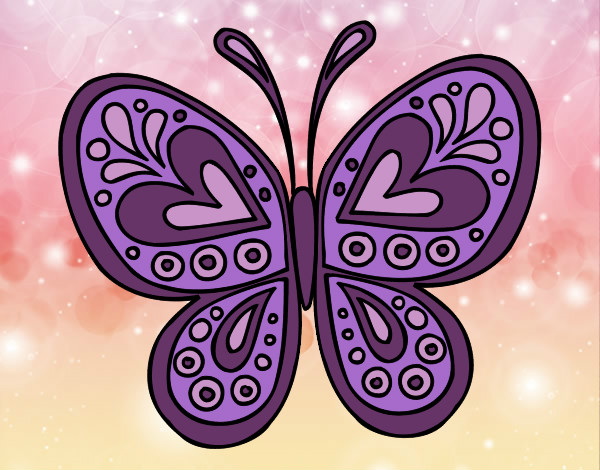 Desenho Mandala borboleta pintado por kayla