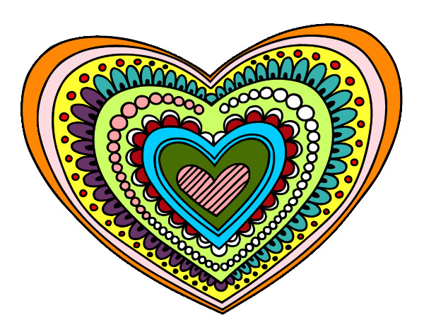 Desenho Mandala coração pintado por minhamad